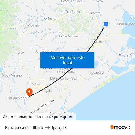 Estrada Geral | Ilhota to Iparque map