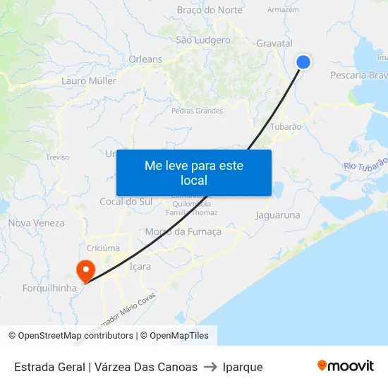 Estrada Geral | Várzea Das Canoas to Iparque map