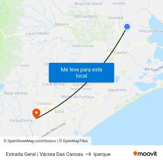 Estrada Geral | Várzea Das Canoas to Iparque map