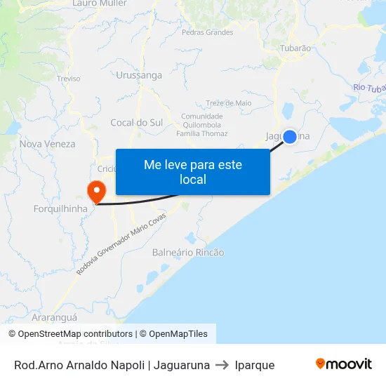 Rod.Arno Arnaldo Napoli | Jaguaruna to Iparque map