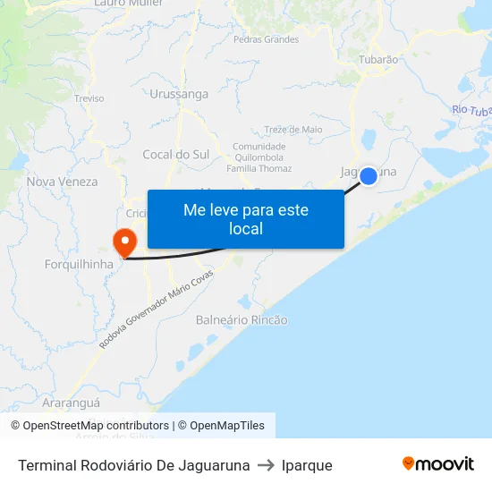 Terminal Rodoviário De Jaguaruna to Iparque map
