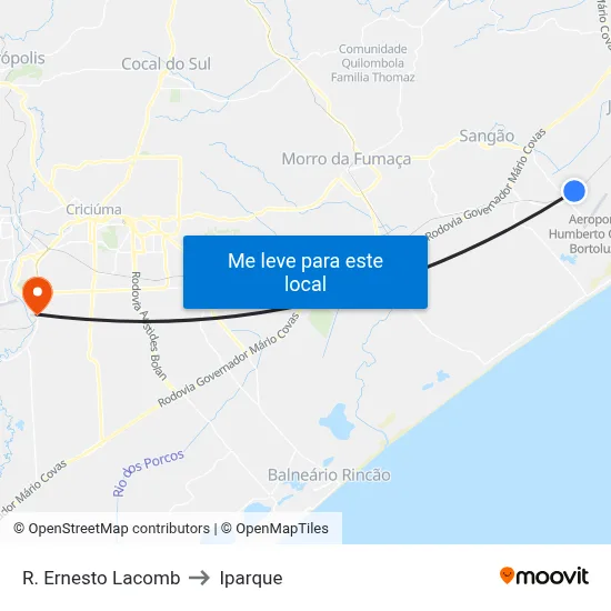 R. Ernesto Lacomb to Iparque map