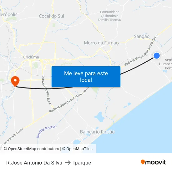 R.José Antônio Da Silva to Iparque map