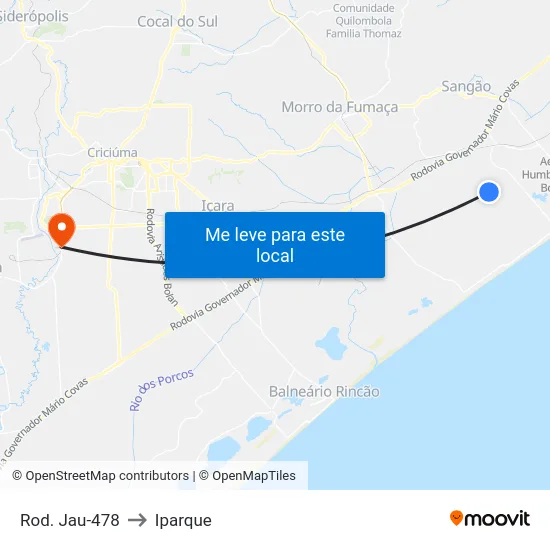 Rod. Jau-478 to Iparque map