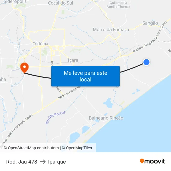 Rod. Jau-478 to Iparque map