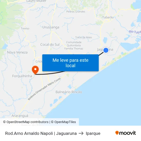 Rod.Arno Arnaldo Napoli | Jaguaruna to Iparque map