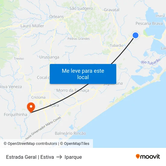 Estrada Geral | Estiva to Iparque map