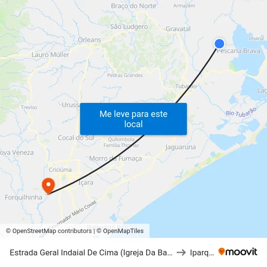 Estrada Geral Indaial De Cima (Igreja Da Barranca) to Iparque map