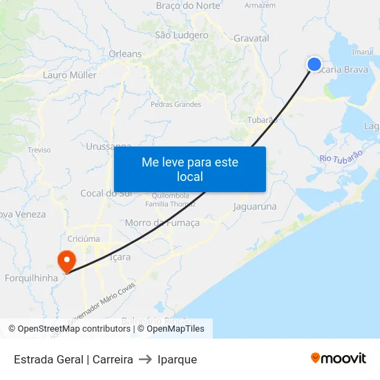 Estrada Geral | Carreira to Iparque map