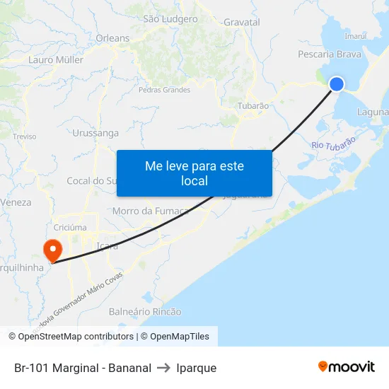 Br-101 Marginal - Bananal to Iparque map
