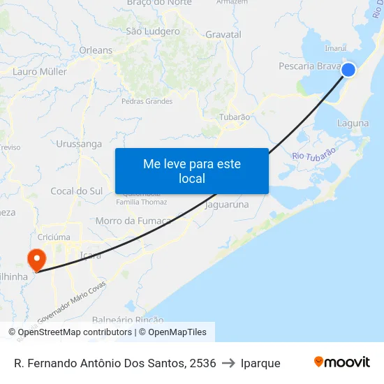 R. Fernando Antônio Dos Santos, 2536 to Iparque map