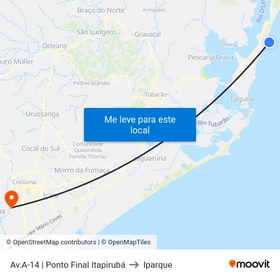 Av.A-14 | Ponto Final Itapirubá to Iparque map