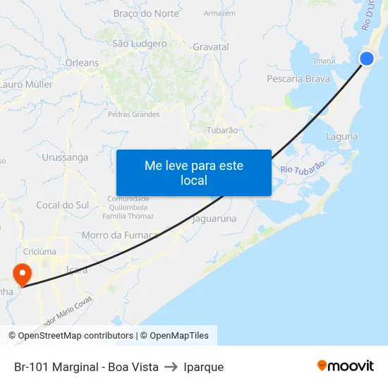 Br-101 Marginal - Boa Vista to Iparque map