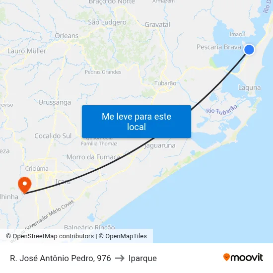 R. José Antônio Pedro, 976 to Iparque map