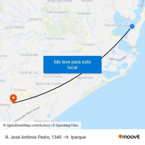 R. José Antônio Pedro, 1340 to Iparque map