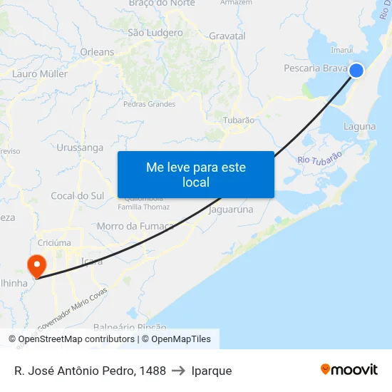 R. José Antônio Pedro, 1488 to Iparque map