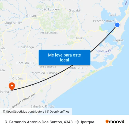 R. Fernando Antônio Dos Santos, 4343 to Iparque map