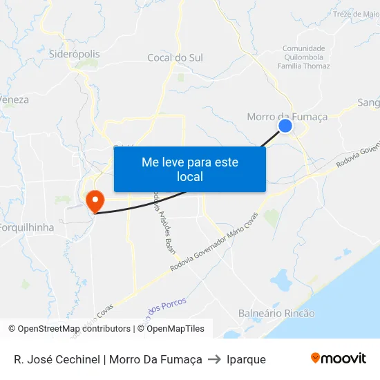R. José Cechinel  |  Morro Da Fumaça to Iparque map