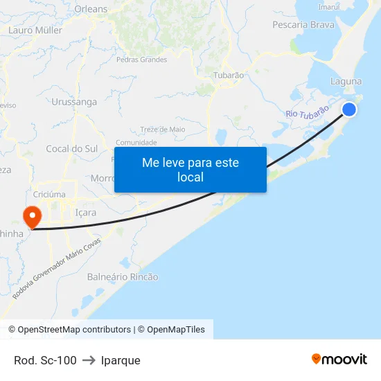 Rod. Sc-100 to Iparque map