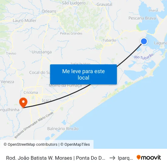 Rod. João Batista W. Moraes | Ponta Do Daniel to Iparque map