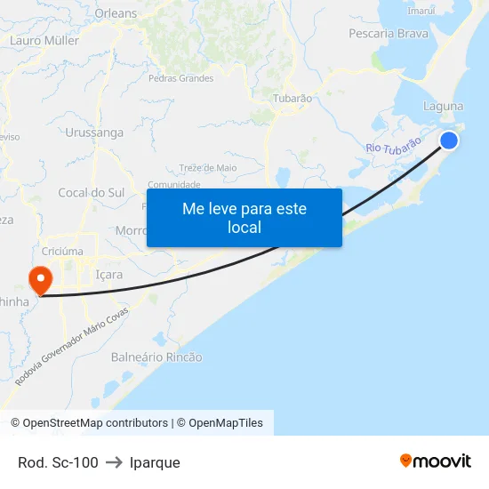Rod. Sc-100 to Iparque map