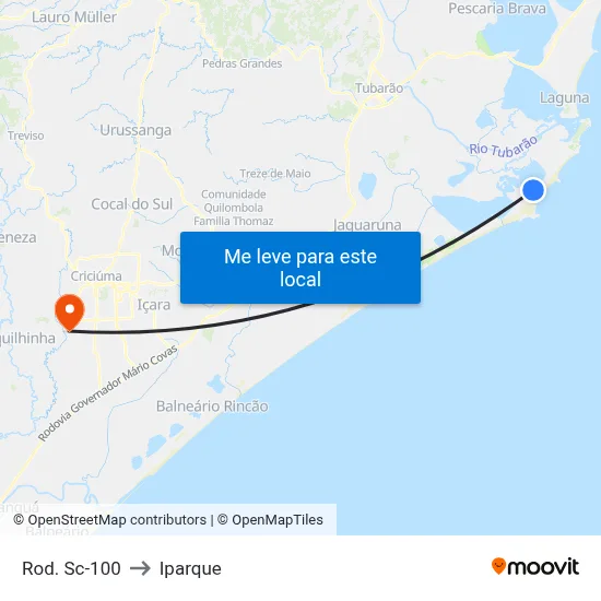 Rod. Sc-100 to Iparque map