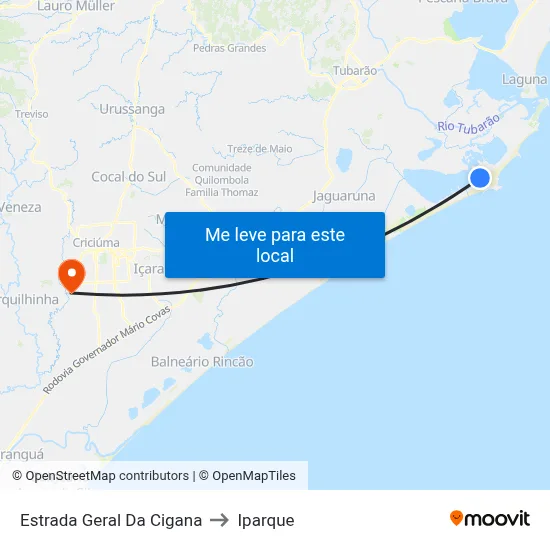 Estrada Geral Da Cigana to Iparque map