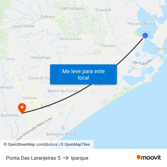 Ponta Das Laranjeiras 5 to Iparque map
