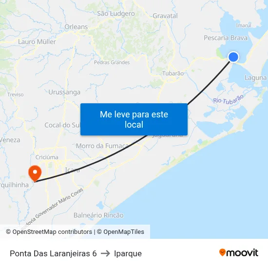 Ponta Das Laranjeiras 6 to Iparque map