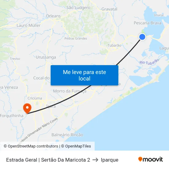 Estrada Geral | Sertão Da Maricota 2 to Iparque map