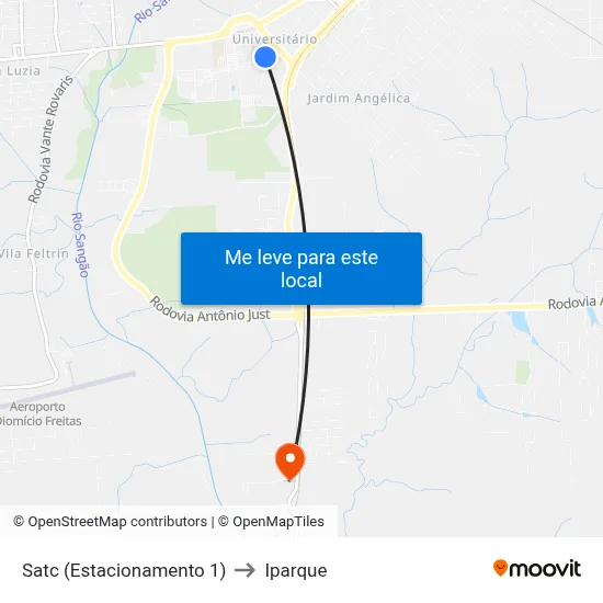 Satc (Estacionamento 1) to Iparque map
