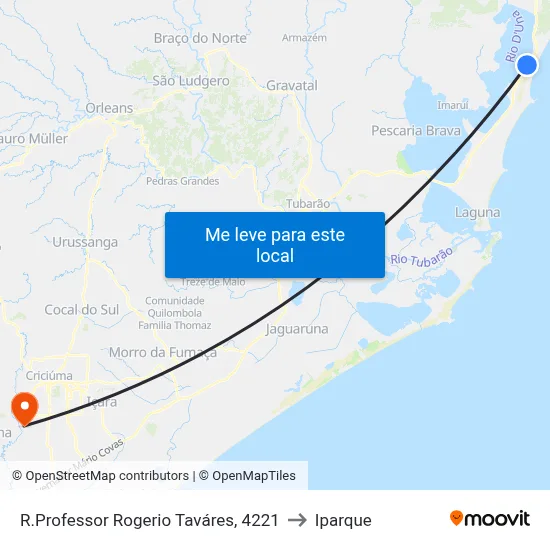 R.Professor Rogerio Taváres, 4221 to Iparque map