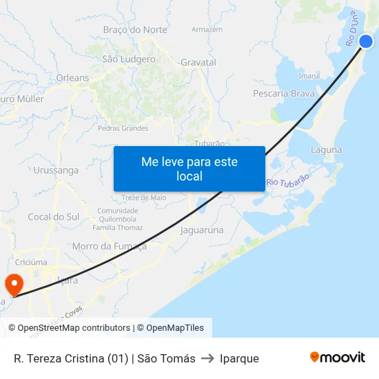 R. Tereza Cristina (01) | São Tomás to Iparque map