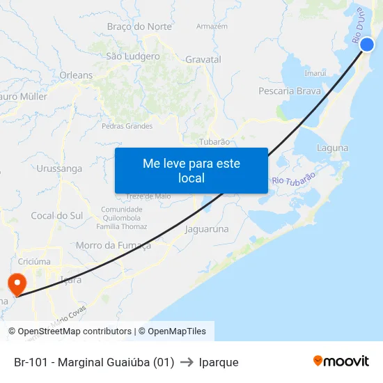 Br-101 - Marginal Guaiúba (01) to Iparque map