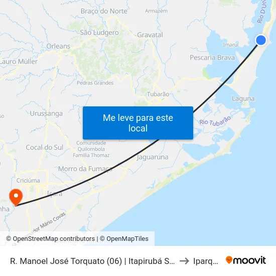 R. Manoel José Torquato (06) | Itapirubá Sul to Iparque map