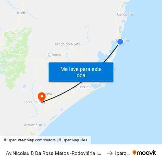 Av.Nicolau B Da Rosa Matos -Rodoviária Imbituba to Iparque map