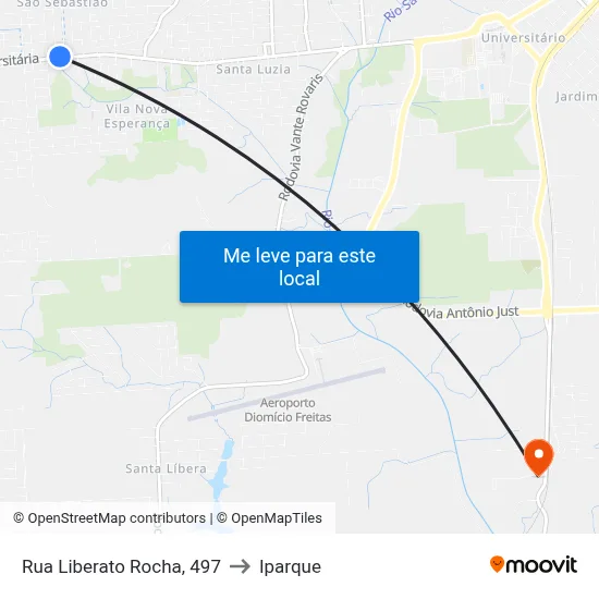 Rua Liberato Rocha, 497 to Iparque map