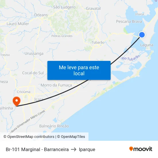 Br-101 Marginal - Barranceira to Iparque map