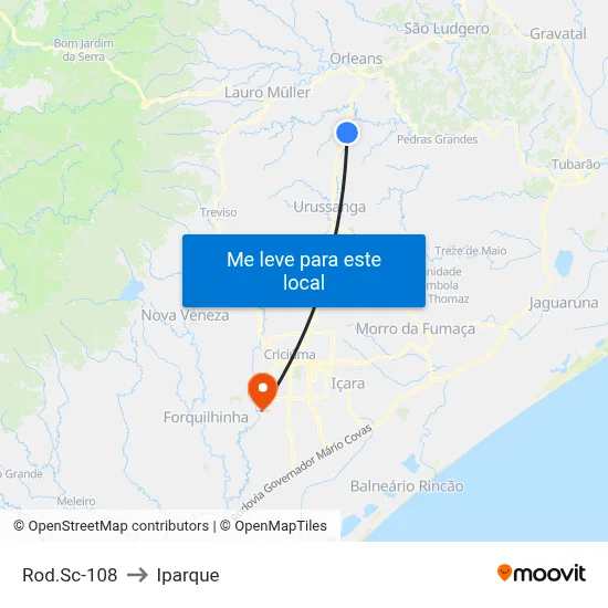 Rod.Sc-108 to Iparque map