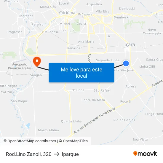 Rod.Lino Zanoli, 320 to Iparque map