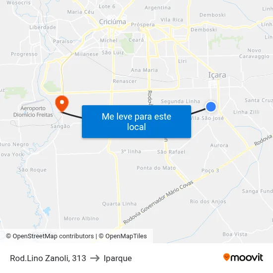 Rod.Lino Zanoli, 313 to Iparque map