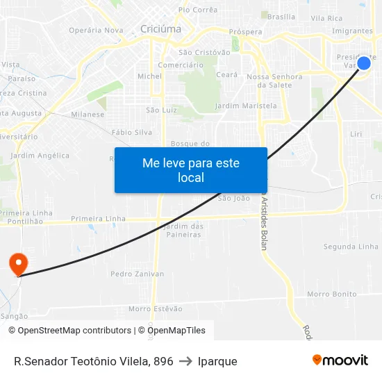 R.Senador Teotônio Vilela, 896 to Iparque map