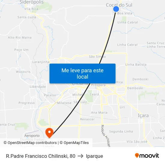 R.Padre Francisco Chilinski, 80 to Iparque map