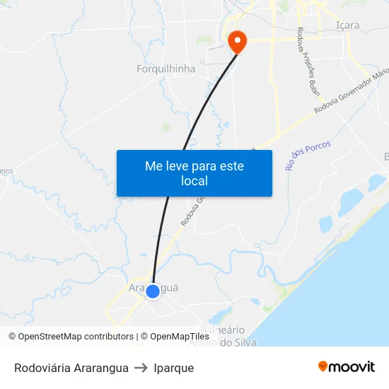 Rodoviária Ararangua to Iparque map