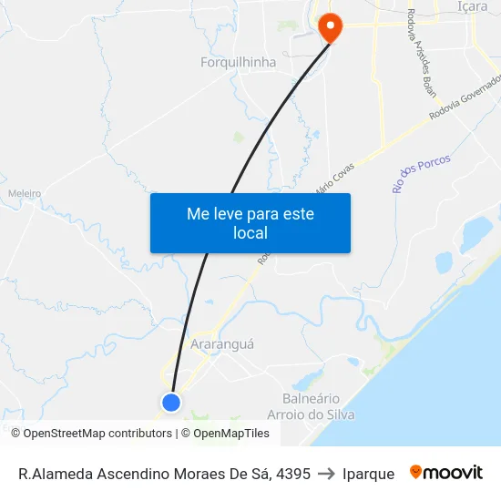 R.Alameda Ascendino Moraes De Sá, 4395 to Iparque map