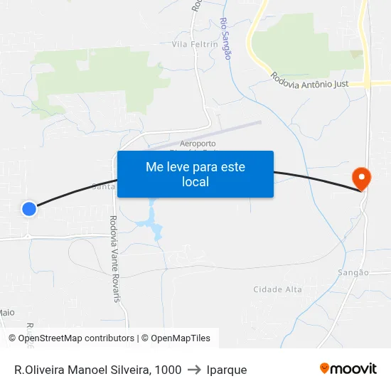 R.Oliveira Manoel Silveira, 1000 to Iparque map