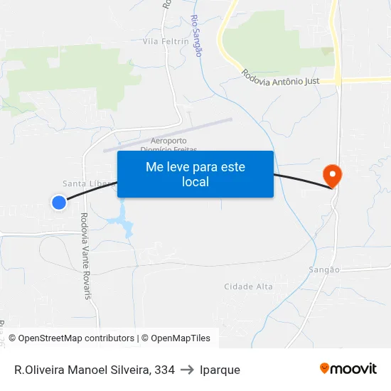 R.Oliveira Manoel Silveira, 334 to Iparque map