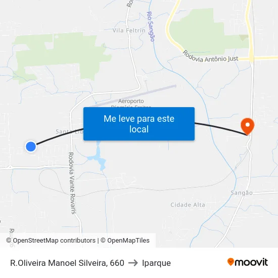 R.Oliveira Manoel Silveira, 660 to Iparque map