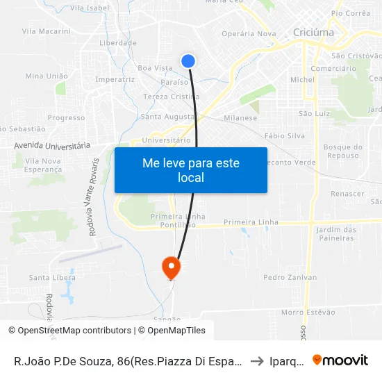 R.João P.De Souza, 86(Res.Piazza Di Espanha) to Iparque map