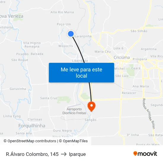 R.Álvaro Colombro, 145 to Iparque map